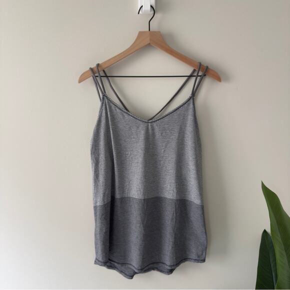Lululemon Breezy Tank Divided Stripe Heathered Light Grey Heathered Dark Slate - Picture 3 of 14
